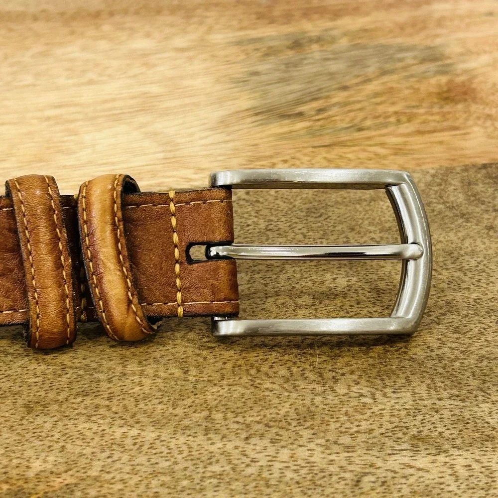 Torino Blue Braided Stretch Elastic Leather Belt Mens 34 Fits 32-36